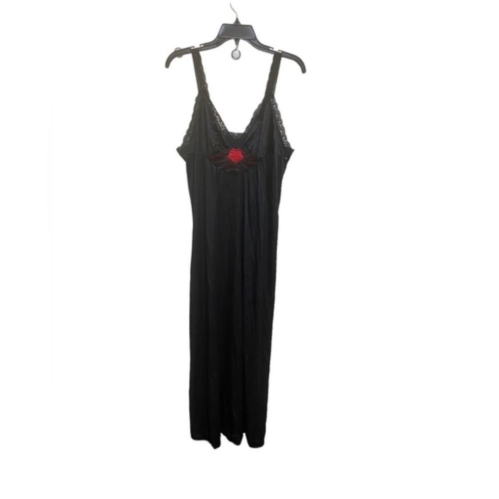 Vintage Texsheen Lingerie Black Nylon Night Gown Size Large